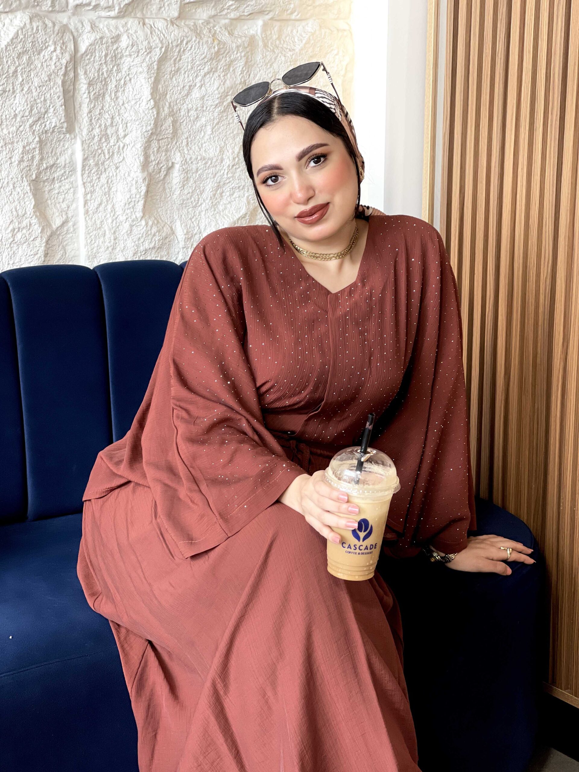 Shiny Skirt Suit - Chocolate Brown - Image 3